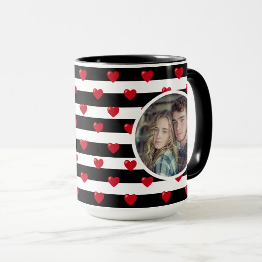 Paar liefde harten streep | Valentijnsdag Foto Mok (Voorkant rechts)