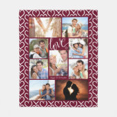 Paar LIEFDE Hearts Patroon 9 Foto Collage Zwart Fleece Deken (Voorkant)