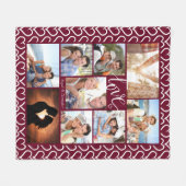 Paar LIEFDE Hearts Patroon 9 Foto Collage Zwart Fleece Deken (Voorkant (Horizontaal))
