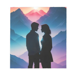 Paar liefde romantische zonsondergang silhouet moo notitieblok