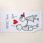 Paar Liefde Strand Handdoek Gift met Aangepaste Jo (Voorkant)