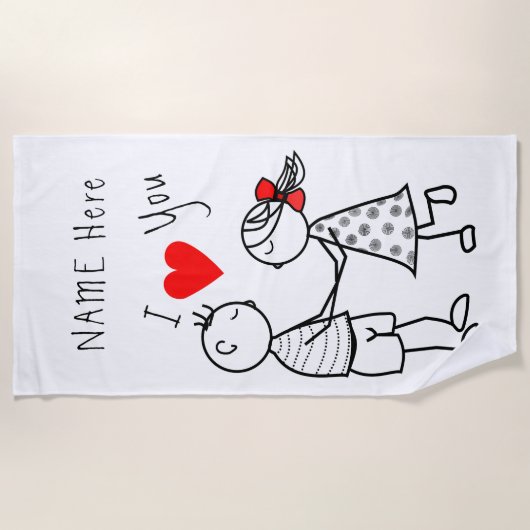 Paar Liefde Strand Handdoek Gift met Aangepaste Jo (Voorkant)