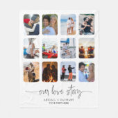 Paar LIEFDE VERHAAL 12 Fotocollage Namen Custom Fleece Deken (Voorkant)