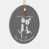 Paar-liefde voor onze eerste kerst keramisch ornament (Rechts)