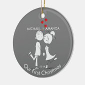 Paar-liefde voor onze eerste kerst keramisch ornament (Links)