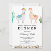 Paar Llama bruiloft repetitie diner uitnodiging (Voorkant)