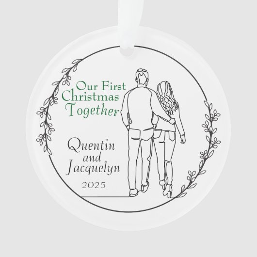 Paar lopen Eerste Kerst Acryl Ornament (voorkant)