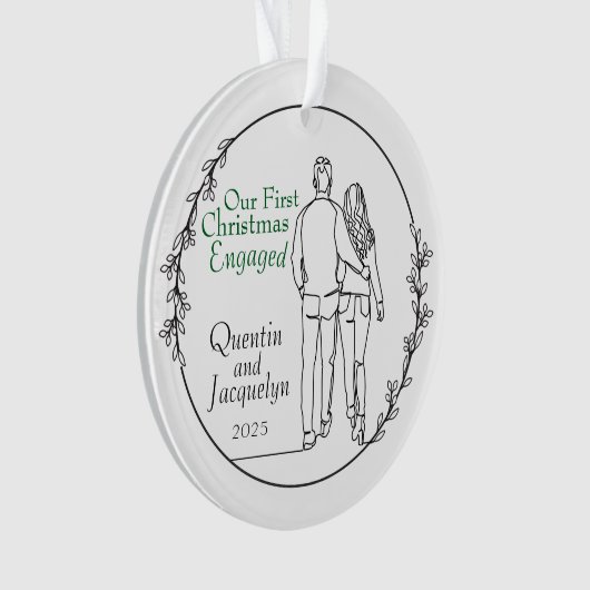 Paar lopen verloofd kerst acryl Ornament (voorkant)