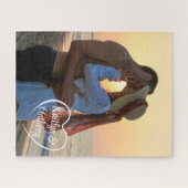 Paar Love Heart Foto gepersonaliseerd Legpuzzel (Horizontaal)