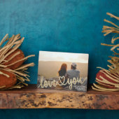 Paar LOVE JE Gold Heart Script Foto aangepast Fotoplaat (Zijkant)