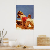 Paar Making Love - Retro Pulp Hoesje Art Poster (Keuken)