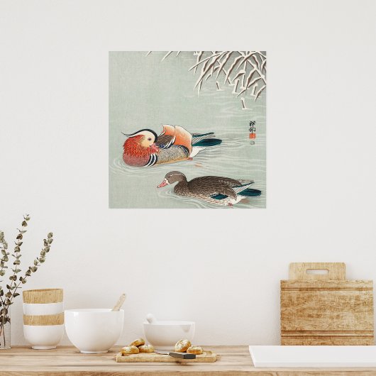 Paar Mandarin Duck Design | Ideale cadeaus Poster (Keuken)