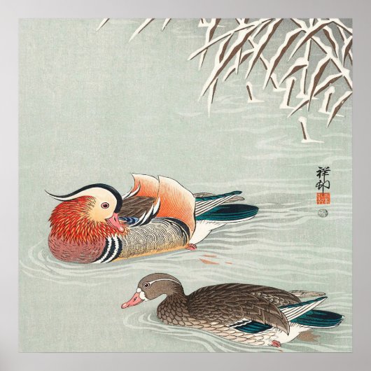 Paar Mandarin Duck Design | Ideale cadeaus Poster (Voorkant)