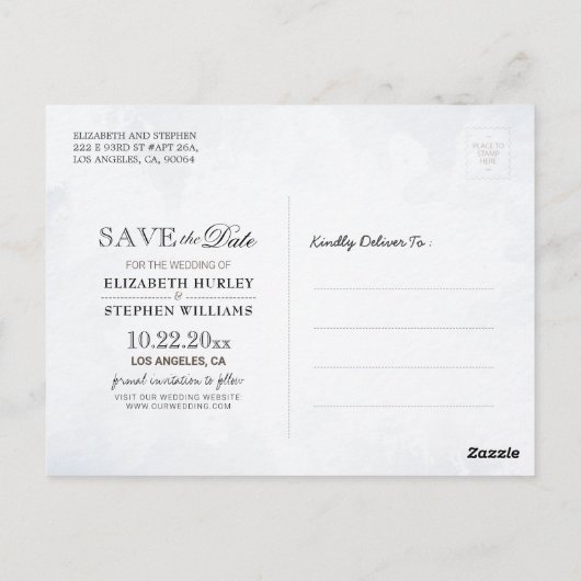 Paar Mason Jar Blue Floral bruiloft bewaart de dat Briefkaart (Achterkant)