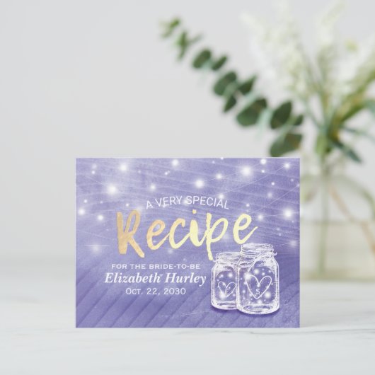 Paar Mason Jar String Light Vrijgezellenfeest Reci Uitnodiging Briefkaart (Staand voorkant)