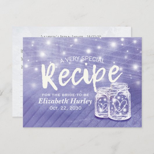 Paar Mason Jar String Light Vrijgezellenfeest Reci Uitnodiging Briefkaart (Voorkant / Achterkant)