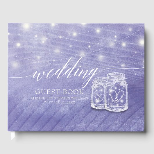 Paar Mason Jars String Lights Wedding Guestbook Gastenboek (Voorkant)
