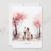 Paar met 2 Dog Waterverf Sjabloon Bruiloft Kaart (Achterkant)