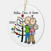 Paar met aangepast kinderdagverblijf keramisch ornament (Links)