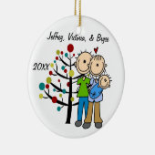 Paar met aangepast kinderfeest keramisch ornament (Rechts)