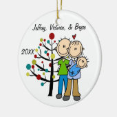 Paar met aangepast kinderfeest keramisch ornament (Links)