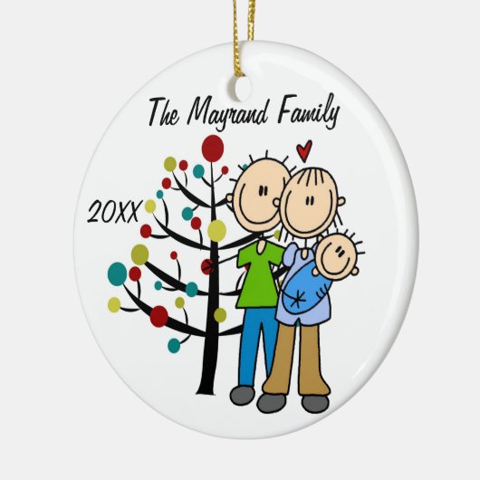 Paar met aangepast kinderfeest keramisch ornament (Links)