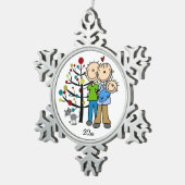 Paar Met Baby Boy En Kat Sneeuwvlok Ornament (Rechts)