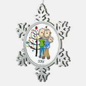 Paar met baby jongen gedateerd sneeuwvlok Ornament (Rechts)