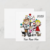 Paar met Baby Meisje Drie Honden Keramisch Ornamen (Voorkant / Achterkant)