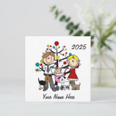 Paar met Baby Meisje Drie Honden Keramisch Ornamen (Staand voorkant)