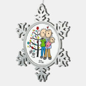 Paar Met Baby Meisje en Kat Sneeuwvlok Ornament (Rechts)