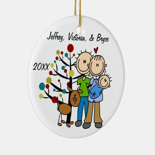 Paar met babyjongen en Aangepaste versiering van h Keramisch Ornament (Rechts)