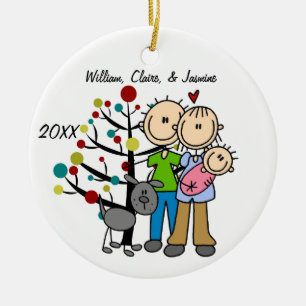 Paar met babymeisje en Aangepaste versiering van h Keramisch Ornament