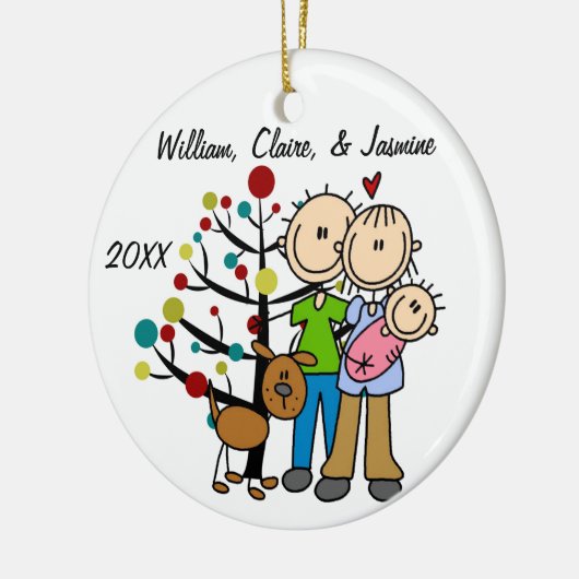 Paar met babymeisje en Aangepaste versiering van h Keramisch Ornament (Links)