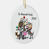Paar met babymeisje Twee honden Keramisch Ornament (Rechts)