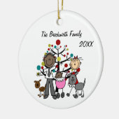 Paar met babymeisje Twee honden Keramisch Ornament (Links)