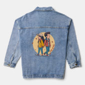 Paar met handen samen in de herfst denim jacket (Achterkant)