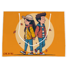 Paar met handen samen in de herfst groot cadeauzakje