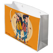 Paar met handen samen in de herfst groot cadeauzakje (Achterkant Gekanteld)