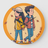 Paar met handen samen in de herfst grote klok (Voorkant)