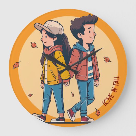 Paar met handen samen in de herfst grote klok (Voorkant)