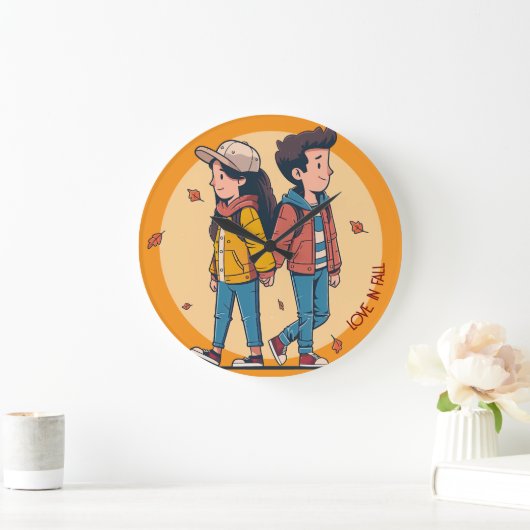 Paar met handen samen in de herfst grote klok (Huis)