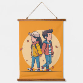 Paar met handen samen in de herfst hangend wandkleed