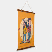 Paar met handen samen in de herfst hangend wandkleed (Gebogen)