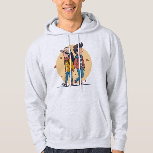 Paar met handen samen in de herfst hoodie (Voorkant)