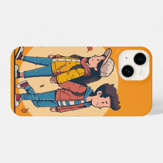 Paar met handen samen in de herfst iPhone hoesje (Achterkant horizontaal)