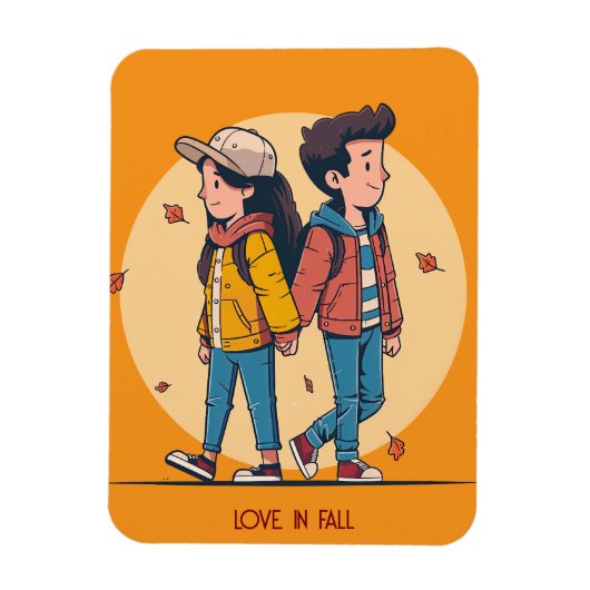 Paar met handen samen in de herfst magneet (Verticaal)