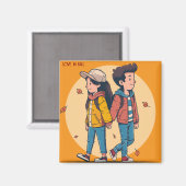 Paar met handen samen in de herfst magneet (Voorkant / Achterkant)