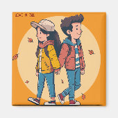 Paar met handen samen in de herfst magneet (Voorkant)