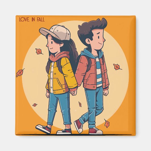 Paar met handen samen in de herfst magneet (Voorkant)